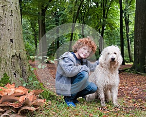 Boy and dog photo