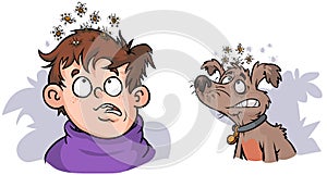 Boy and Dog with lice.