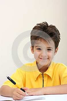 A boy doing his homework