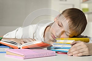 Boy is doing homework