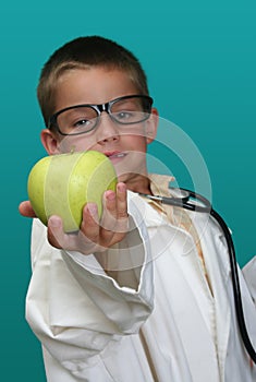 Boy dressed up as a doctor