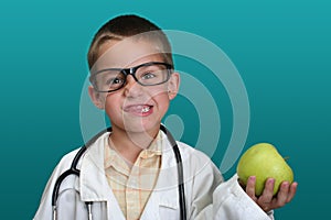 Boy dressed up as a doctor