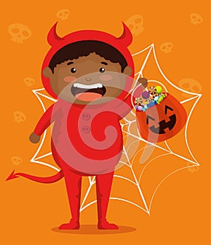 Boy dressed up as a little devil