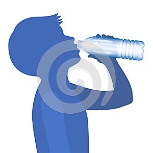 Boy drink water. Concept of healthy lifestyle. Vector
