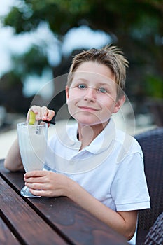 Boy drinking milkshake