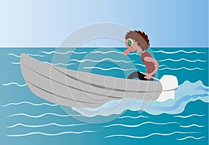 Rowing in the Calm Lake