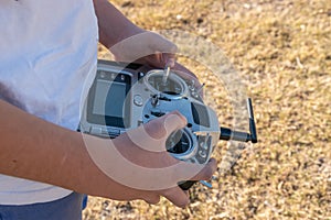 Boy driving radio control