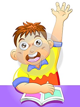 Boy eager to answer a question