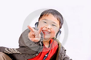 Boy with earphone photo
