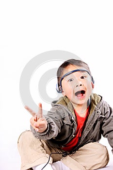 Boy with earphone photo