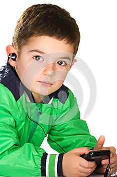 Boy with earpiece