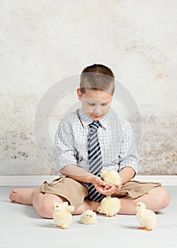 Boy with Easter Chicks