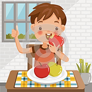 Boy eating apple