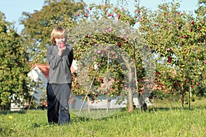 Boy eating an apple