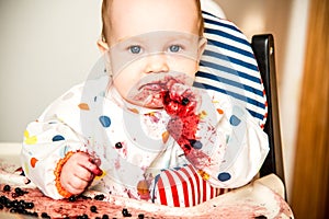 boy eating blueberries