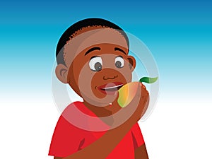 Boy eating fruit