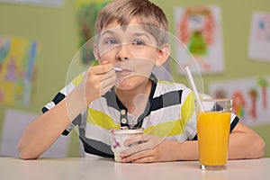 Boy eating healthy lunch