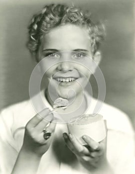 Boy eating ice cream