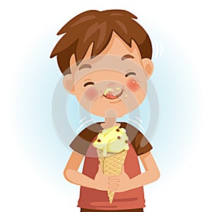 Boy eating ice cream