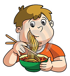 Boy Eating Noodle photo