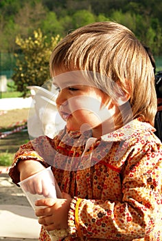 Boy eating popcorn