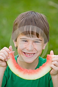Boy Eating Watermelon