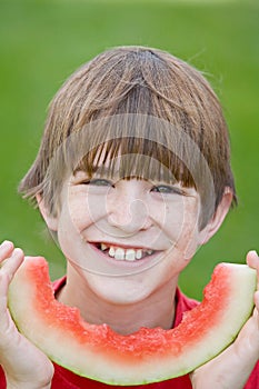 Boy Eating Watermelon