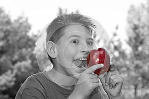 Boy Eats Apple