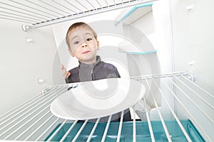 Boy and Empty Refrigerator