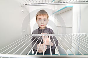 Boy and Empty Refrigerator