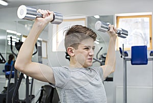 Boy engaged in the gym hall