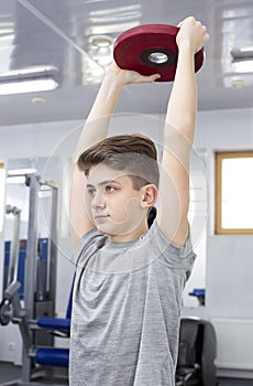 Boy engaged in the gym hall