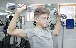 Boy engaged in the gym hall