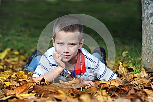 Boy Enjoys Autumn in Arkansas