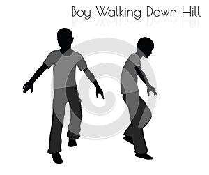 Boy in Everyday Walking Down Hill pose on white background