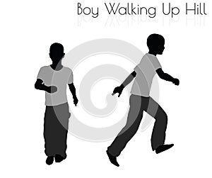Boy in Everyday Walking Up Hilll pose on white background photo