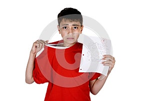 Boy with failing grade