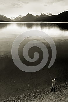 Boy Fishing, Lake McDonald photo