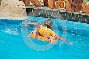 Boy on float in pool