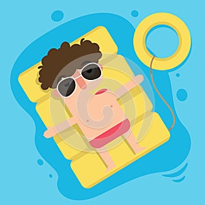 The boy floating on inflatable,summer vacation fun