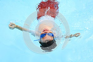 Boy Floating in Pool