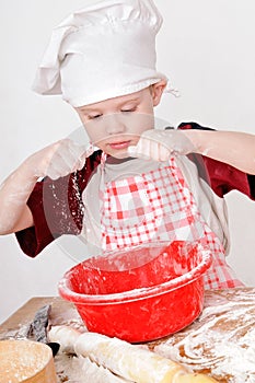 Boy with flour