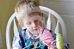 Boy with flowers