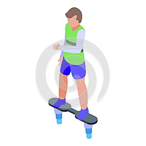 Boy flyboard adventure icon isometric vector. Air action