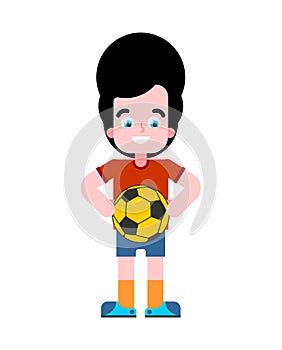 Boy football player. Little footballer Vector illustration