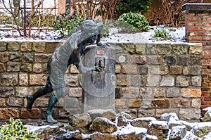 Boy fountain in Mons, Belgium, the Capital of Culture