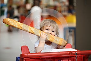 Boy with french bread
