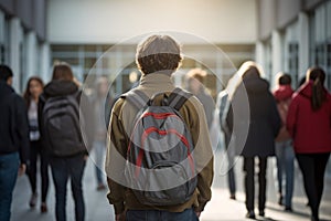 Boy friends going class day. Generate Ai