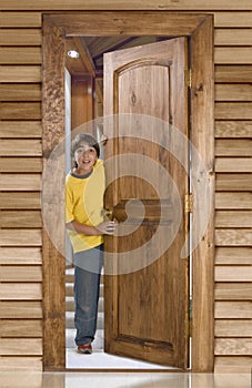 Boy at front door