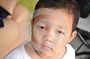 A face full of the expression of a boy